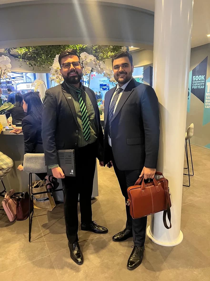 Tenet's Founder Shantanu Pandey with the Marketing Manager of a Global Healthcare and AI business at an event in Dubai UAE.