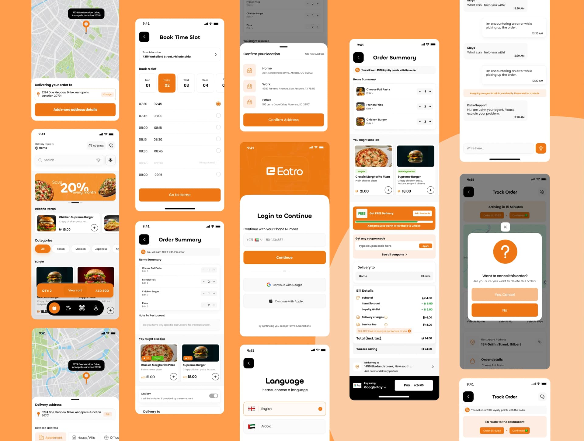 Eatro platform screens showcase 1