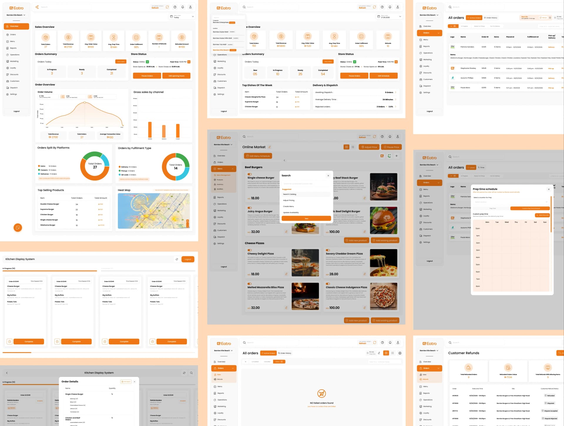 Eatro platform screens showcase 3