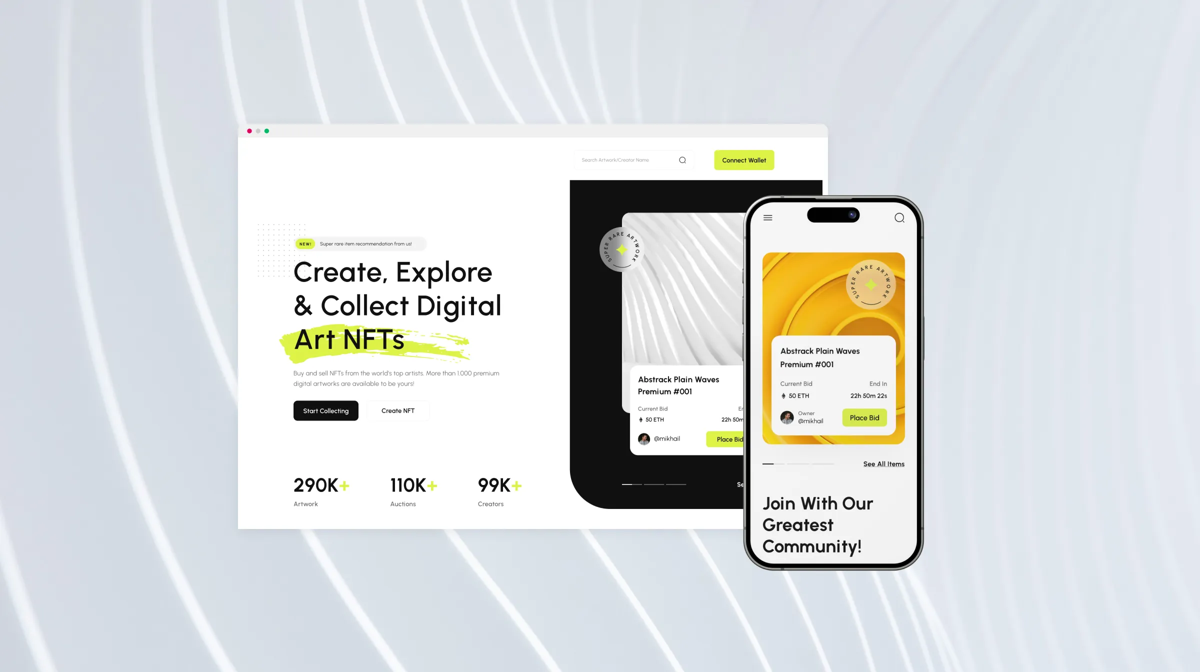 Innovative NFT Website and Mobile App for Digital Collectors