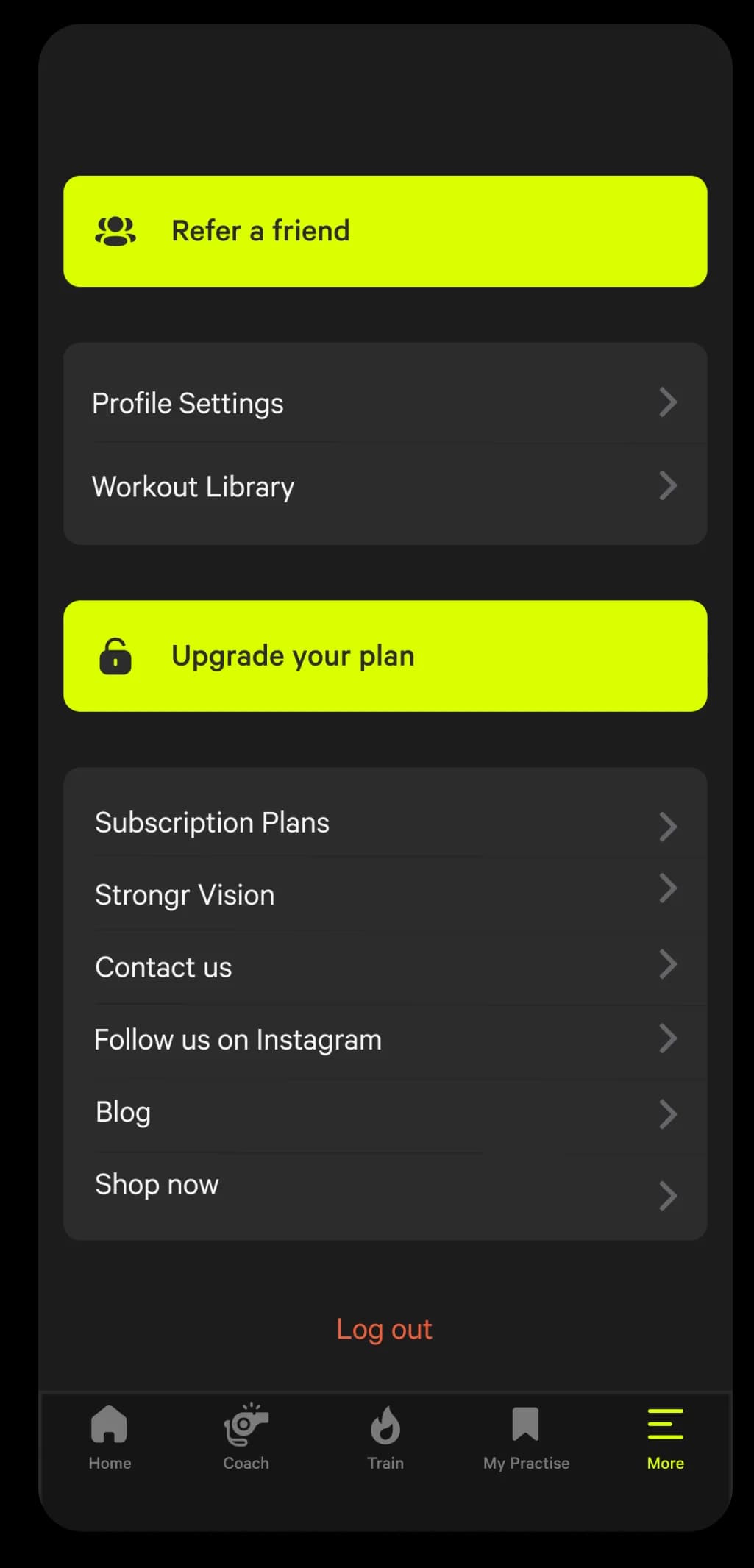 Strongr App Screen 2