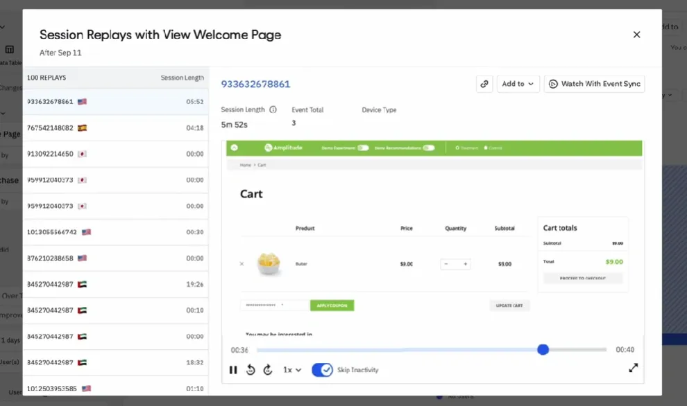 Amplitude session replay