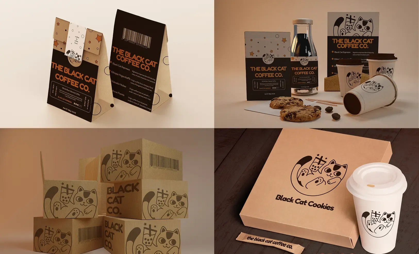 Black Cat Coffee Product Packaging