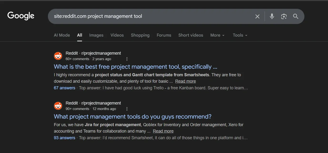 Reddit discussion on google