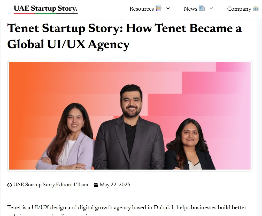 Tenet UAE Startup Story