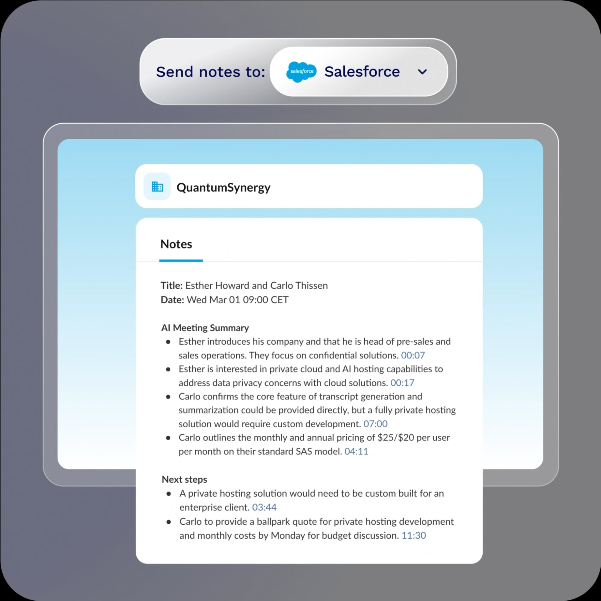 tl;dv meeting notes to Salesforce