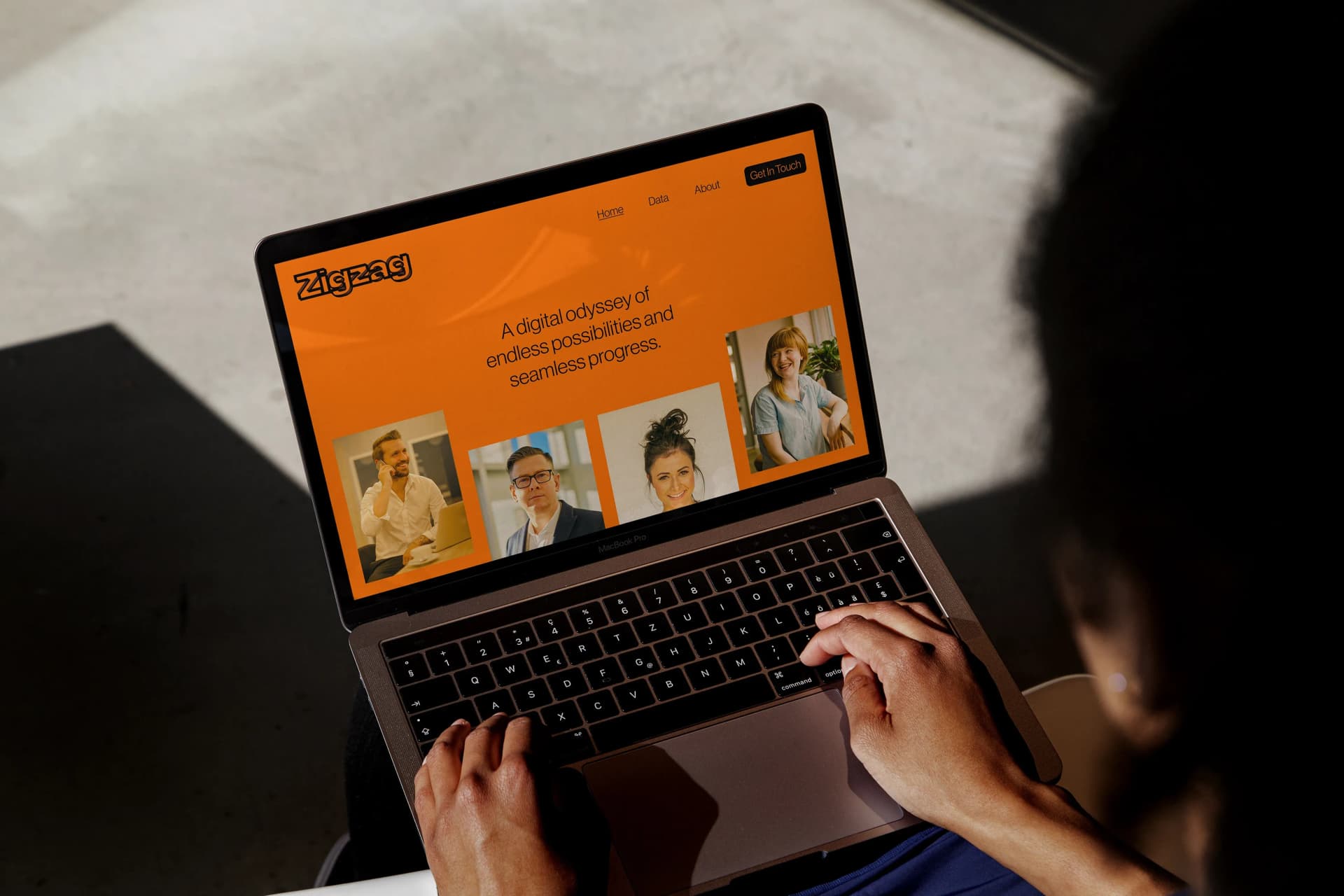 Zigzag website design and digital brand application showcase