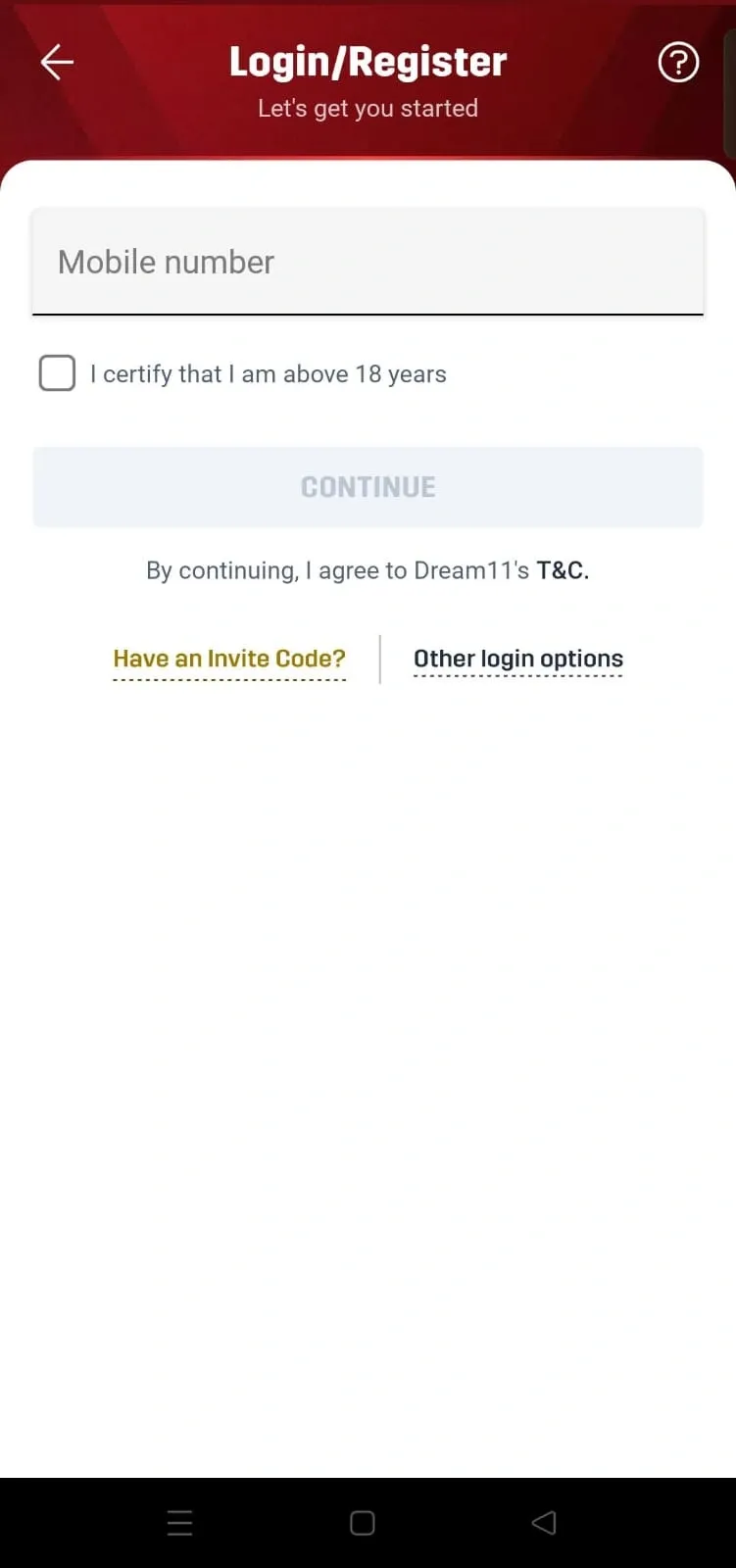 Dream11 handles user registration
