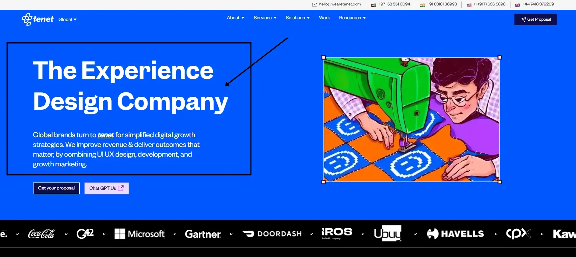 Example - homepage of Tenet