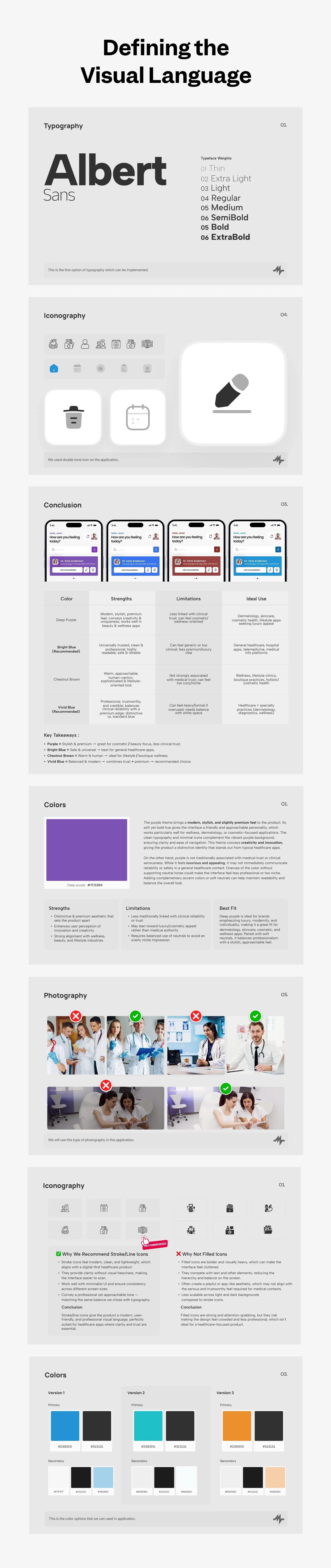 Defining the Visual Language for Medville dermatology platform — mobile vertical