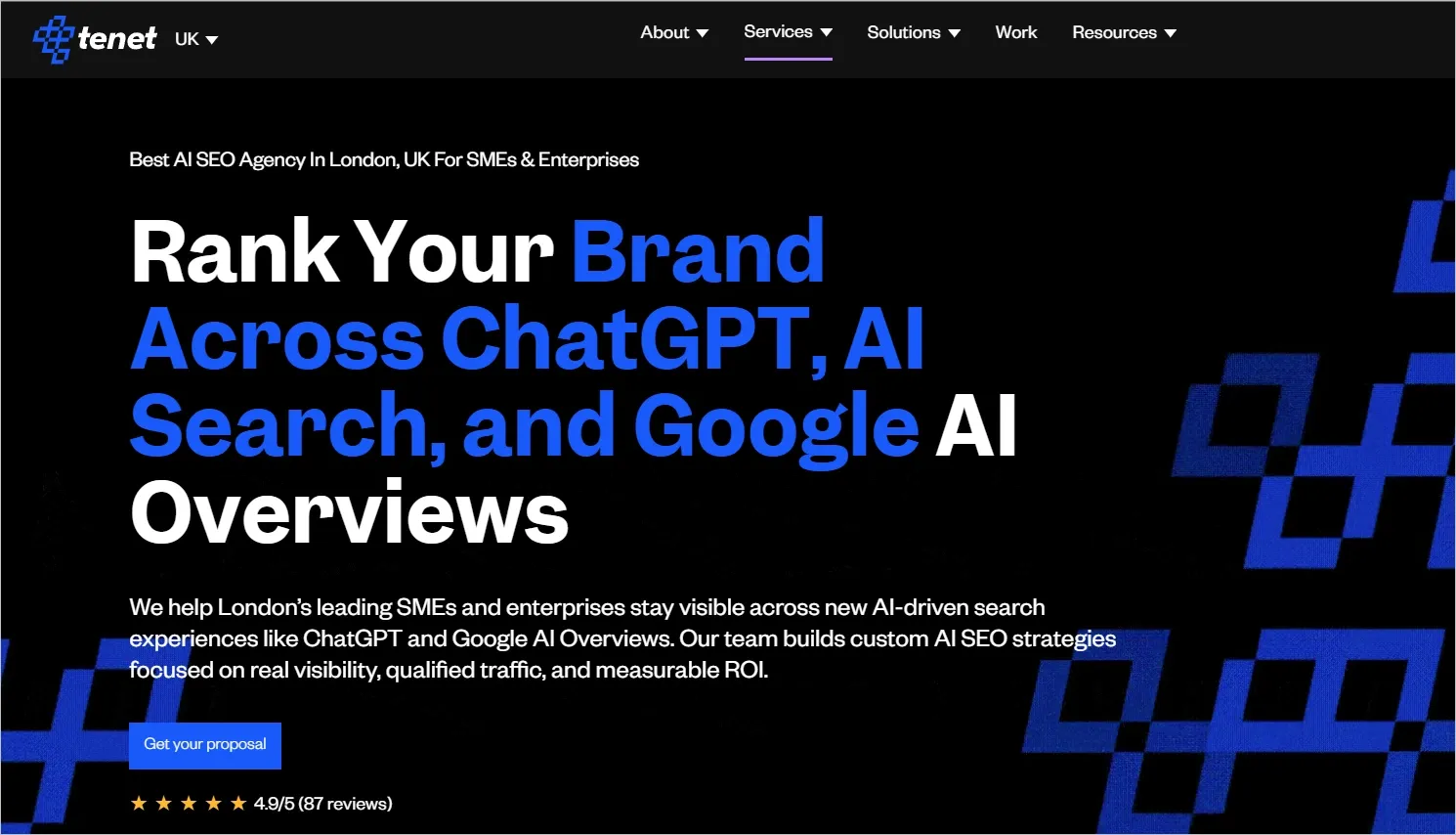 ai seo agency in london tenet