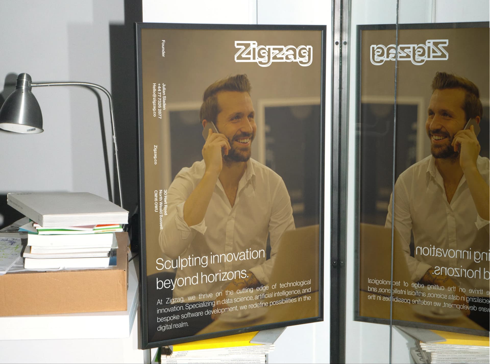 Zigzag corporate identity applied to building signage
