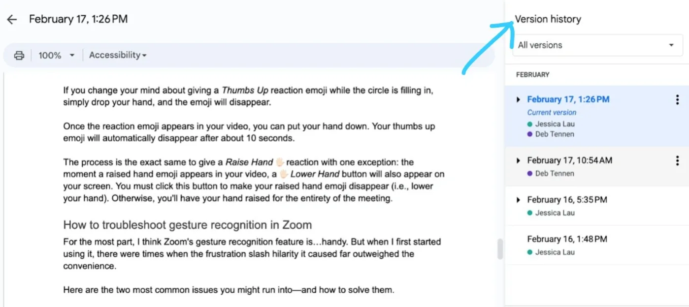 Google Docs UX