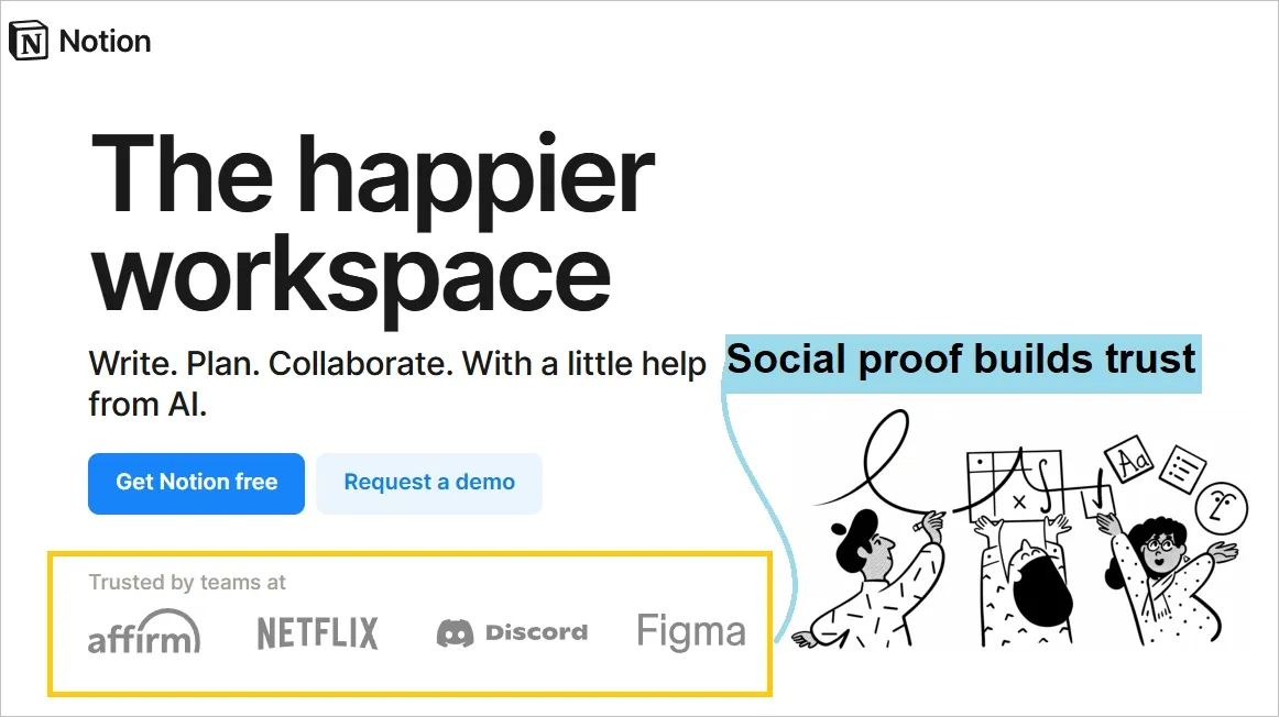 notion uses social proof to build trust